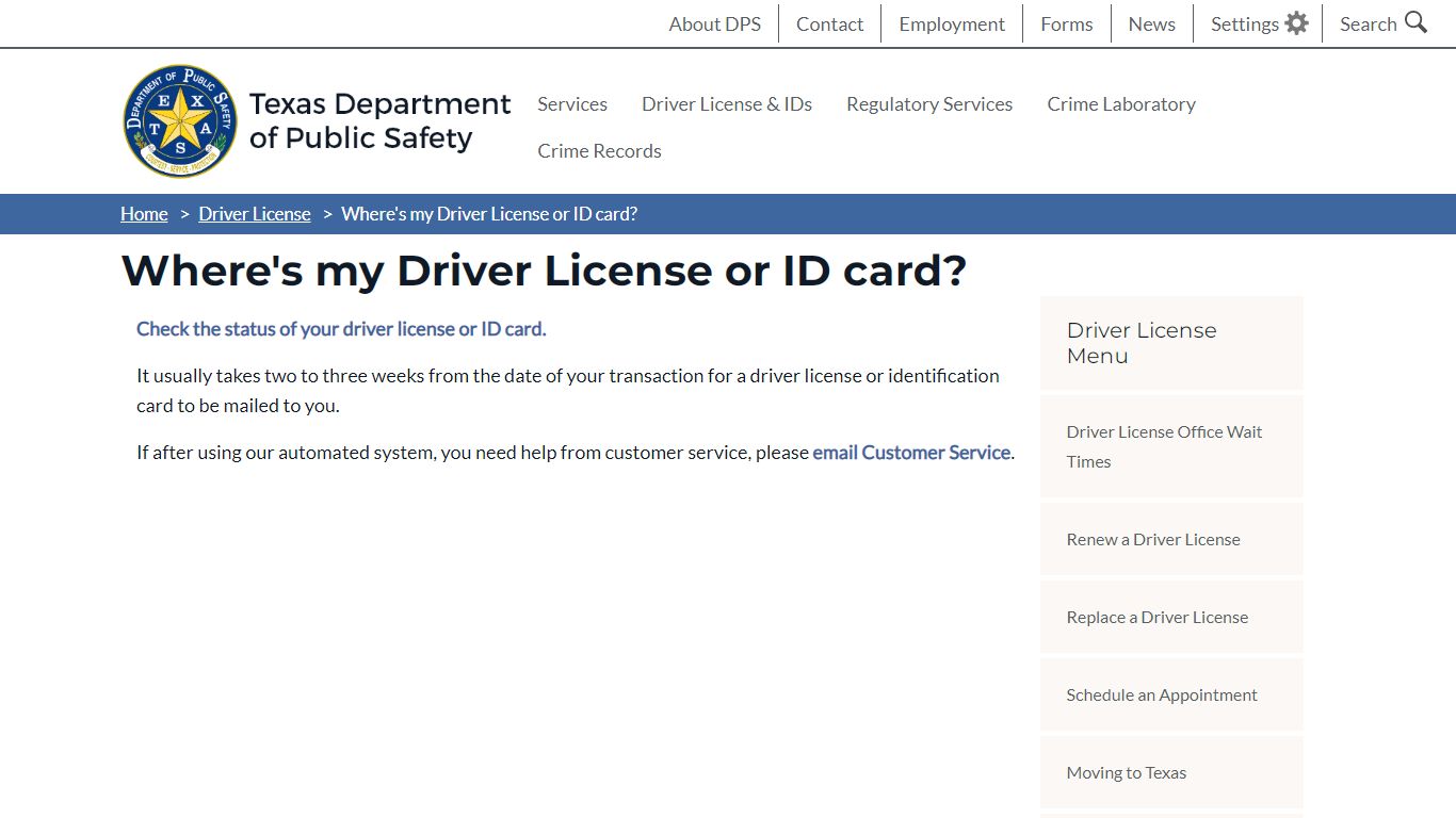 Where's my Driver License or ID card? - Texas Department of Public Safety
